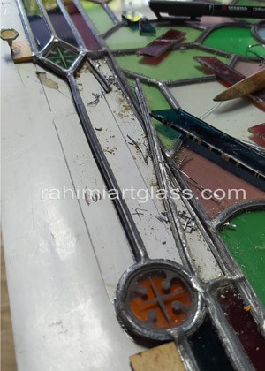 5_Resturo Vetrata Piombo - preparazione canalino piombo