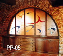 parete divisorio in vetro e legno